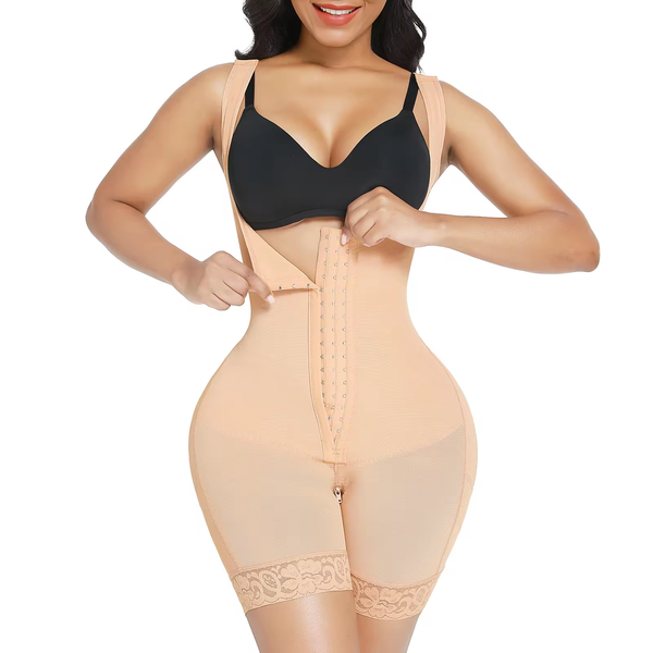 Open Burst Full Body Shapewear Compression Bodysuit with Butt Lifter