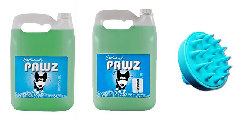 Pawz Luxury Herbal Set and Exfoliating Shampoo Brush