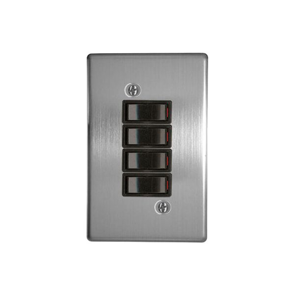 4-Lever 1-Way Switch 2X4 C/W Silver Steel Cover Plate