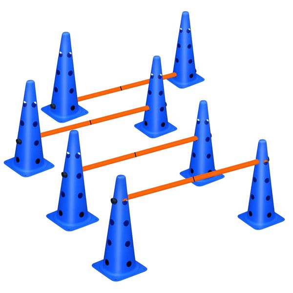 Pet Advanced Dog Agility Cone And Long Rod Training Hurdle Set 4 Piece