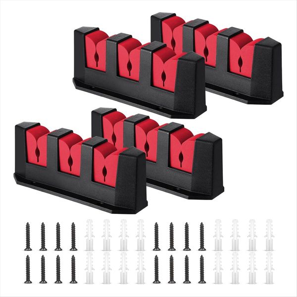 3 Rod Fishing Rod Holder Wall Mount Fishing Rod Rack 4 Pcs Red