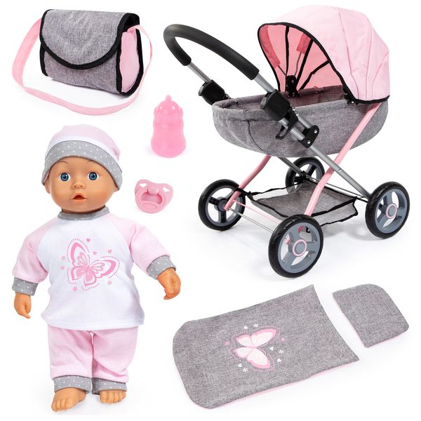 Bayer Toy 6in1 Deluxe Set - 59cm Cosy Dolls Pram with 36cm Doll