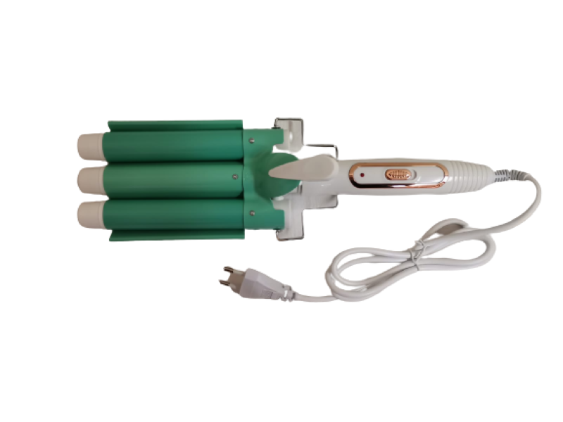 Green Hair Curling Iron 3 Barrel Ceramic Wand Curler