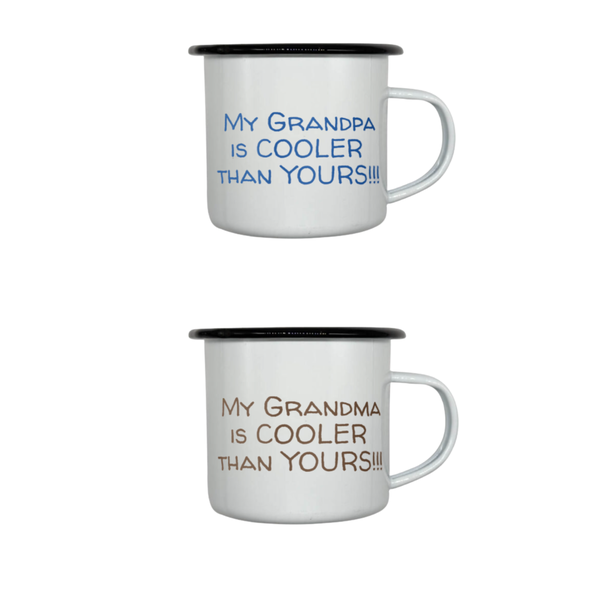 English Enamel Grandpa and Grandma mug set