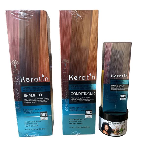 Keratin Hair Deep Treatment Kit- Shampoo+ Conditioner+ Serum + Fertilizer