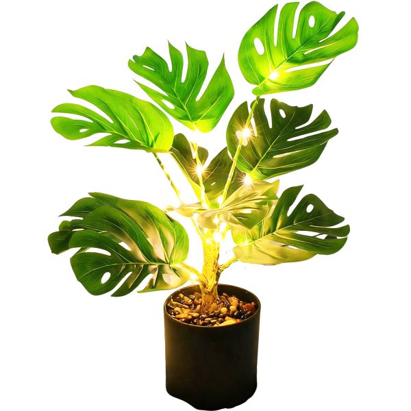 Artificial Plant Lights Fake Monstera LED light Faux Greenery Desk lamp