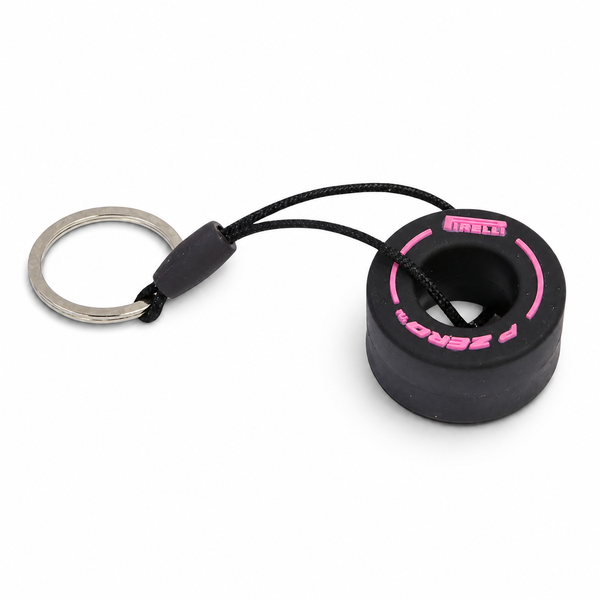 White Rubber Tyre &amp; Alloy Wheel Keyring with Key Holder