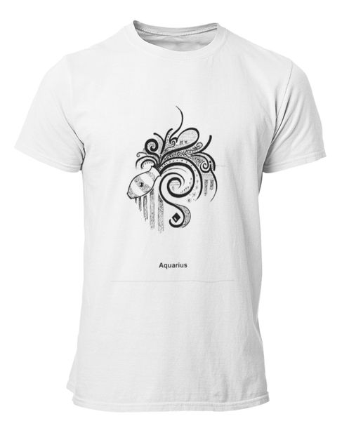 PepperSt Mens White T-Shirt - Aquarius