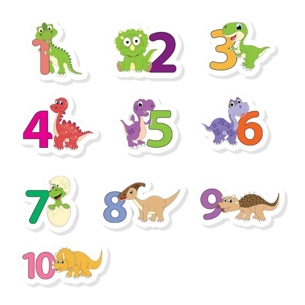 Cute Dinosaur Theme Numbers Photo Fridge Magnets - (10 PER PACK)