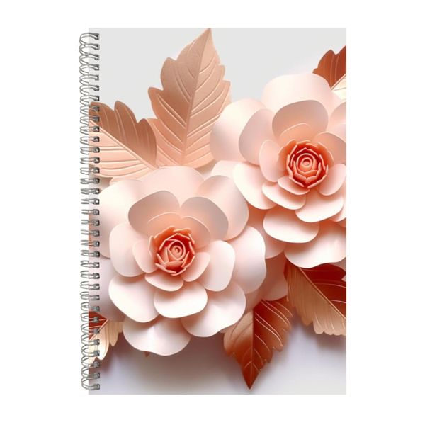 Rose Gold And Pink Camellias White 2 Notebook Gift Idea A4 Notepad Pad 107