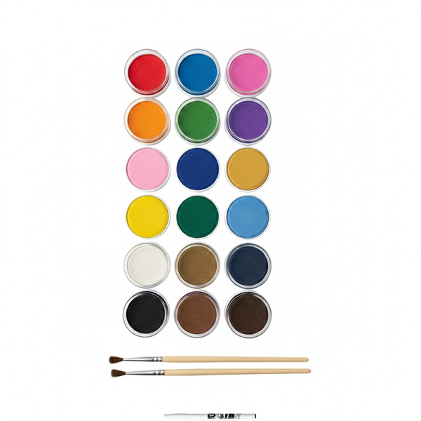 Watercolor Powder Pigment Paint Set, 18 Colors, 2 Brushes &amp; ReVibe Pen