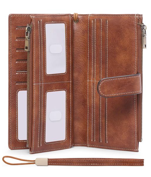 Womens Wallet RFID Blocking Credit Card Holder with Pocket ID Window