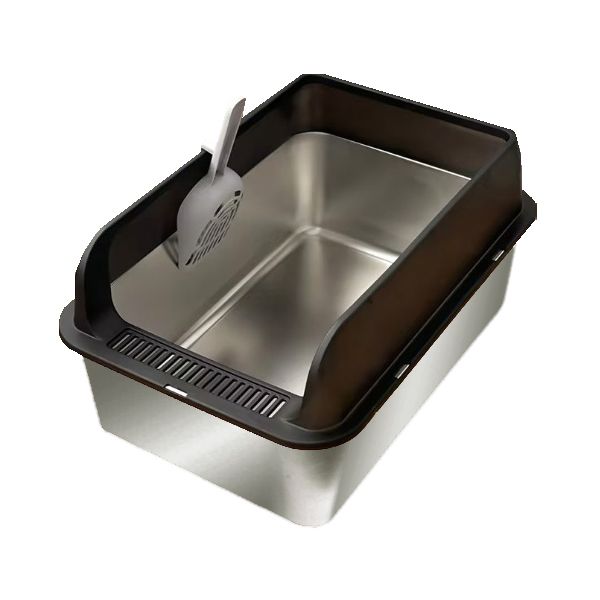 zaSleek Large Stainless Steel (60x40x30cm) Cat Litter Tray - Black Cover