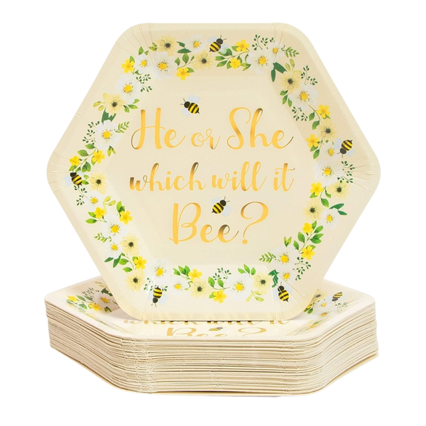 48 Piece Hexagon Gender Reveal Paper Plates