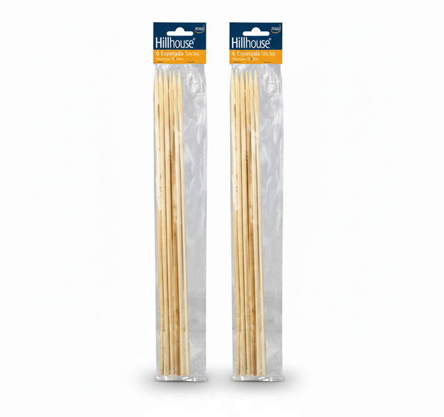 Hillhouse Wooden Skewers Espetada Sticks 455mm - 6 Piece Set - 2 Pack