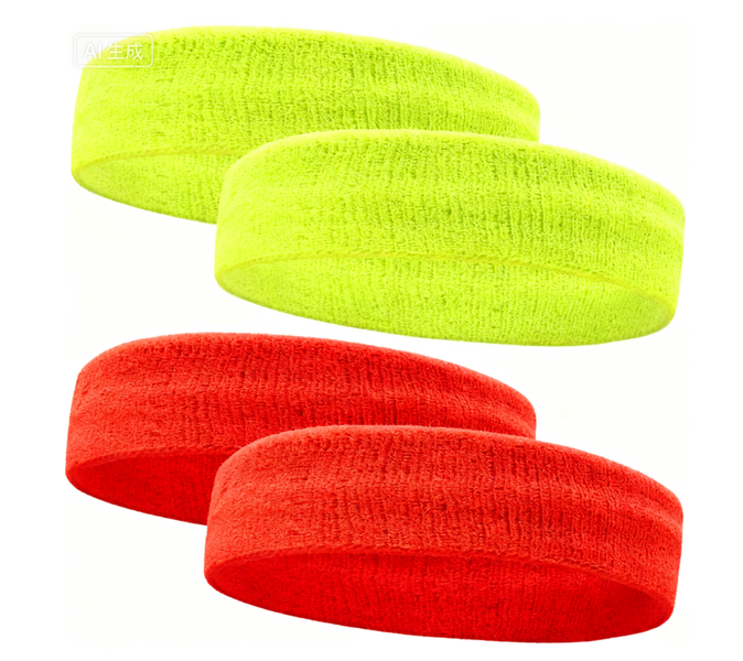 4 Packs Sweat-Resistant Fitness Headband - Yellow and Red