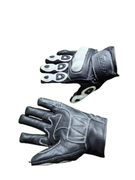 Motorcycle Leather Gloves Darts Black and White