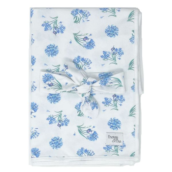 Baby Swaddle Blanket and Headband Set - Agapanthus