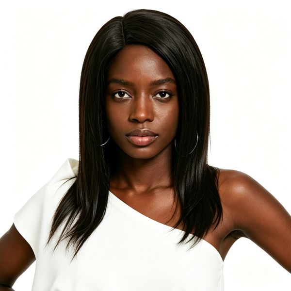 Joedir Black Straight Glueless Human Hair Wig No Baby Hair 150% Density