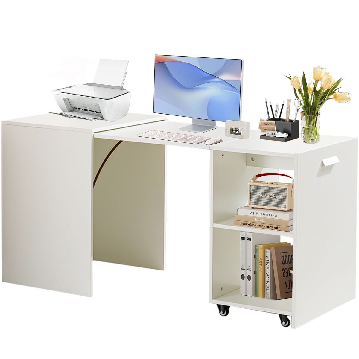 Work Desk Expandable Office Study Table Folding Computer Workstation Gaming