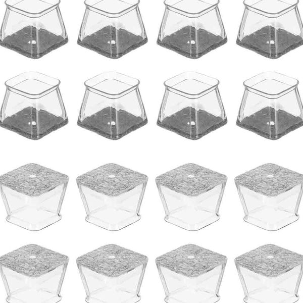 20Pcs Clear Square Chair Leg Floor Protectors , Furniture Legs Caps