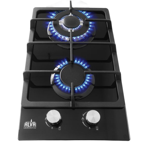 ALVA - 30cm 2-Burner Gas Hob - Glass Top