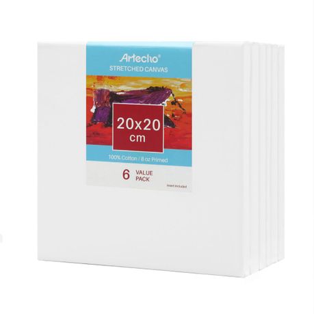 Artecho Stretched Canvas 6 Set Value Pack White - 20cm x 20cm Image