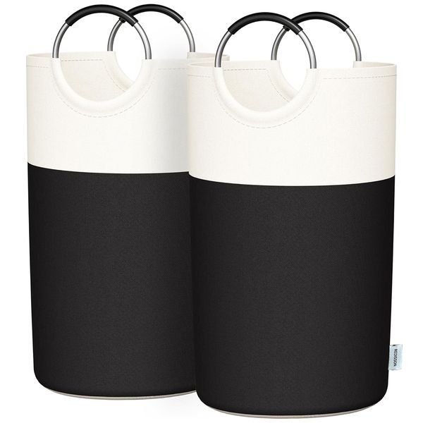2 Pack 82L Large Collapsible Laundry Baskets Bin with Soft Aluminum Handle
