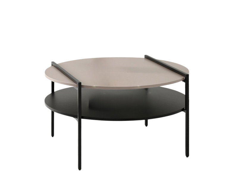 Grey, Black PVC Wrapped Melamine Round Coffee Table