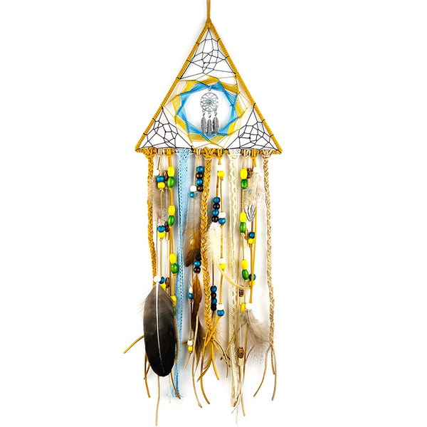Dream Catcher Dreamcatcher With Feather Beads Turquoise Pendant-A