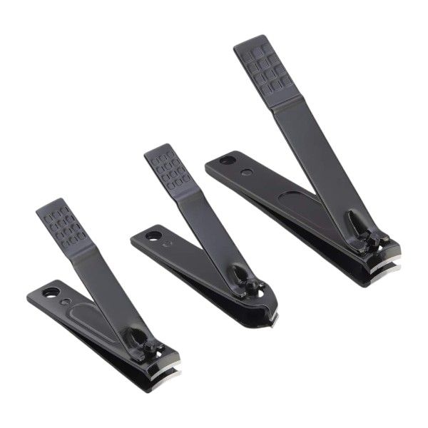3 Piece Black Stainless Steel Nail Clipper Set