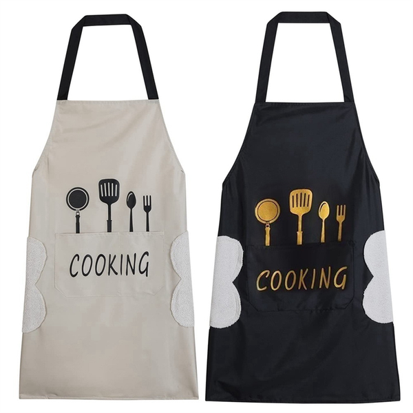 2Pcs Apron With Hand Wipe Water-Drop Resistant For Women Men Chef
