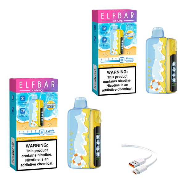 Elfbar Ice King25k-Pineapple Passion Pomegranate+DiscoVape Charging Cable 2