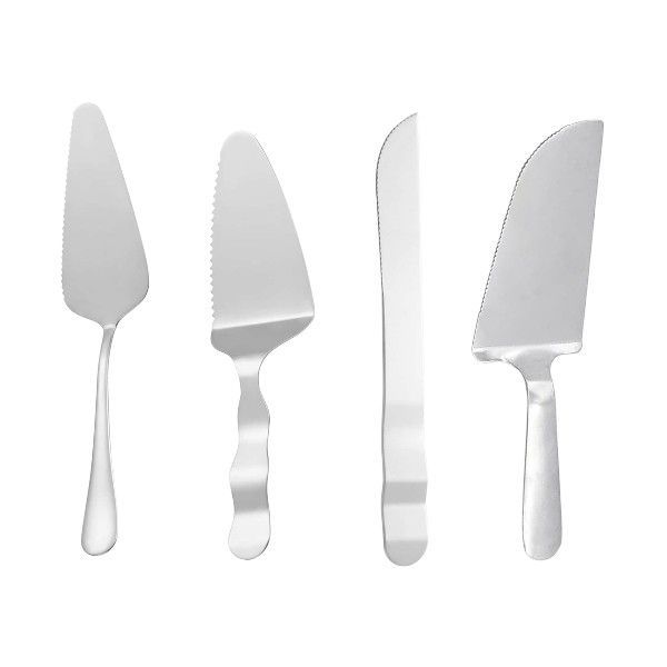 4 Pack Stainless Steel Pizza &amp; Cake Serving Utensil Set - Silver