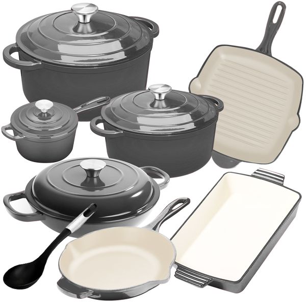 12 Piece Combo Set - Heavy Duty Premium Durability Cast Iron Cookware Set