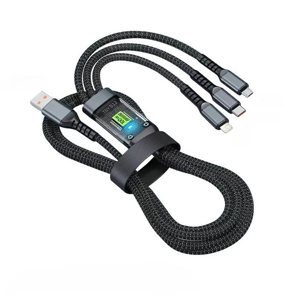 3 in 1 100w Transparent Fast Charging Cable USB TO Type C Micro Lightning