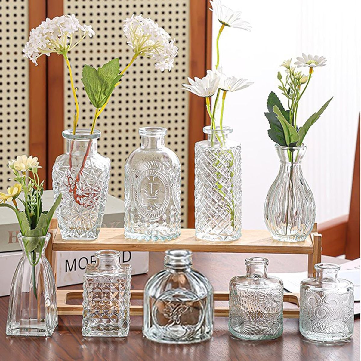 32 Pack Vintage Glass Bud Small Vase Set For Flower Home Wedding