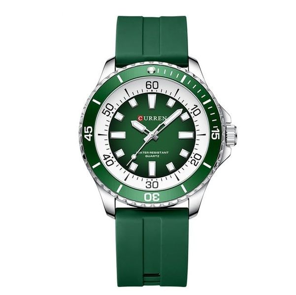 Curren Men Silver Rubber Leisure Watch - Green