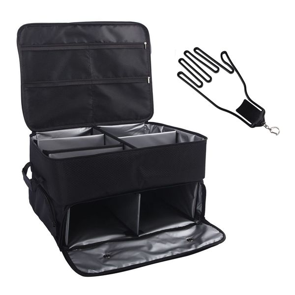 2-Tier Adjustable Golf Organizer with Glove Holder, Foldable Bag 45x35x24cm