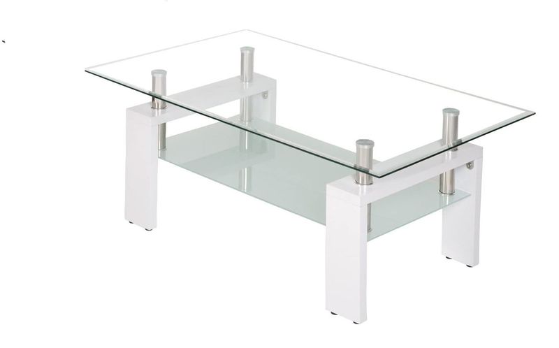 Coffee Tables-Glass - White Base