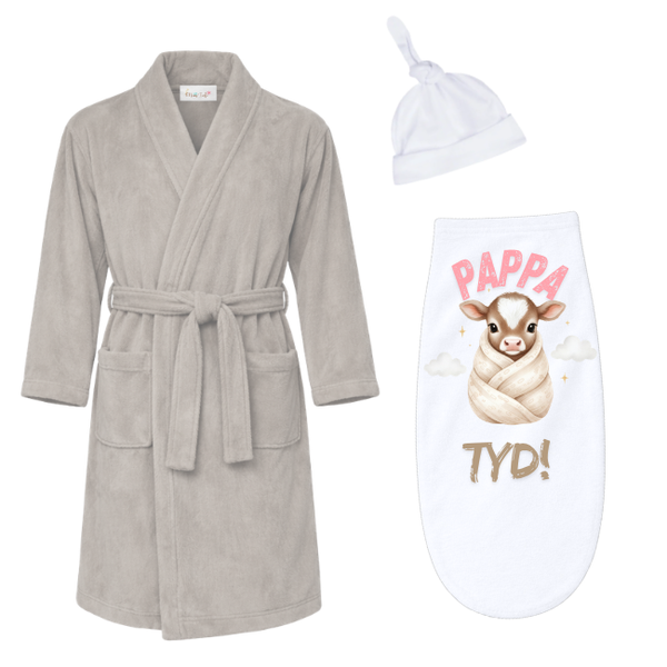 Baby &amp; Dad -Winter Gown &amp; Baby Swaddle Cocoon-Afr-Farmer Pink