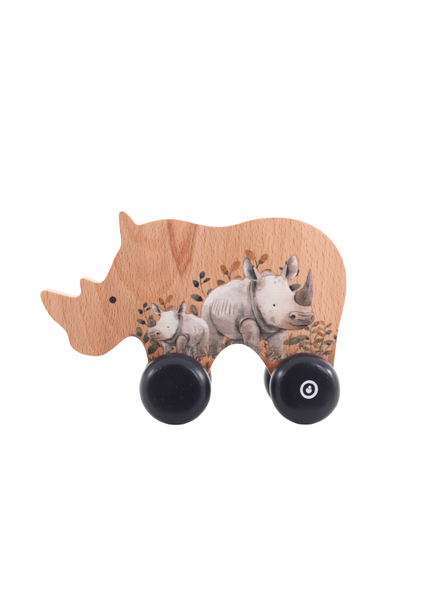 Grow Baby ~ Wooden Rhino Push Toy