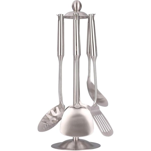 18/10 Stainless Steel Kitchen Utensils Set - 15'' All Metal Cooking Utensil