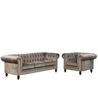 Abby 2-Piece Chesterfield Velvet Sofa Set