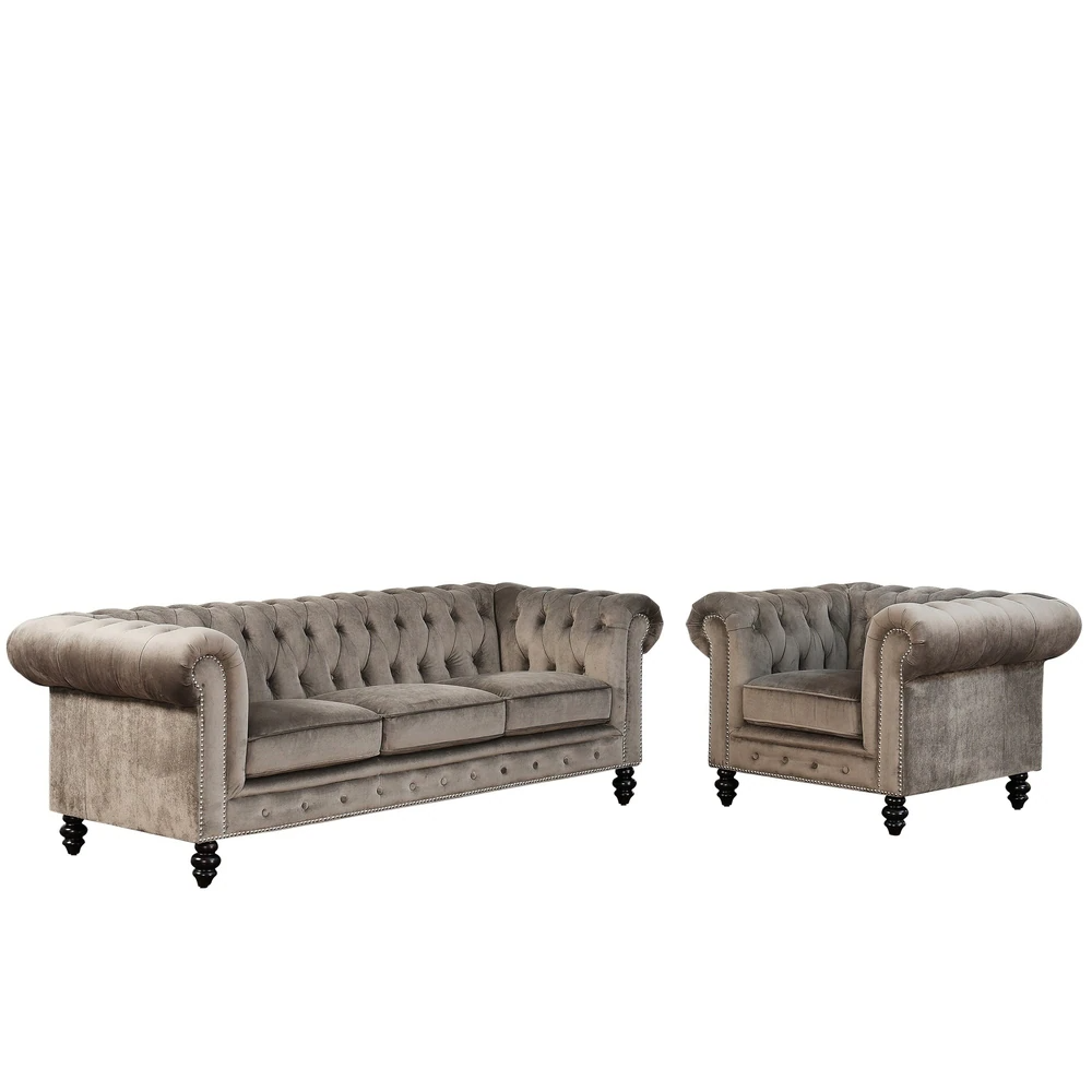 Abby 2Piece Chesterfield Velvet Sofa Set Shop Today. Get it Tomorrow