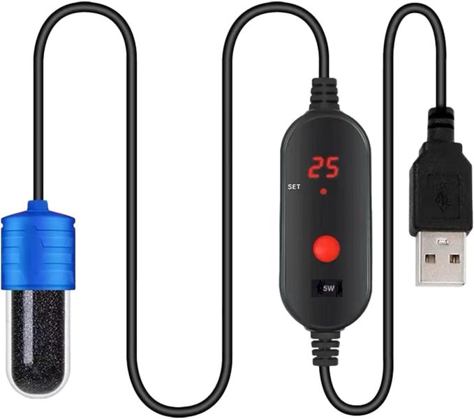 5W Mini Heating Rod Submersible Thermostat Heater For Fish