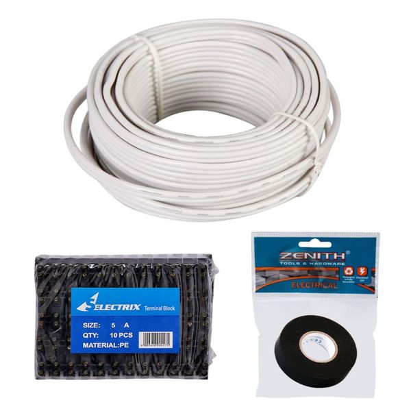 Strip Connector 5amp 12 Way + Ripcord 0.5mmx 10m + 3x Insulation Tape 18mmx20m