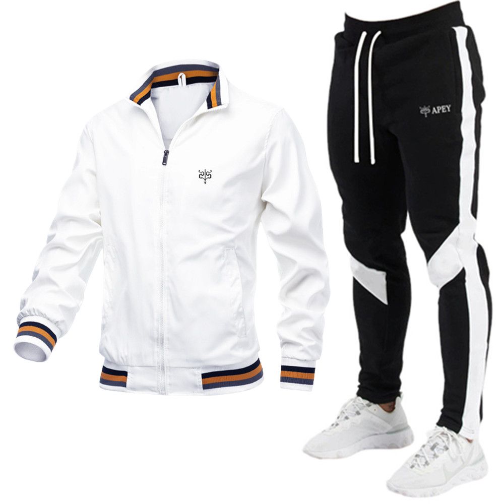 APEY - Tracksuits For Men - White Windbreaker Jacket and Winter Slim ...