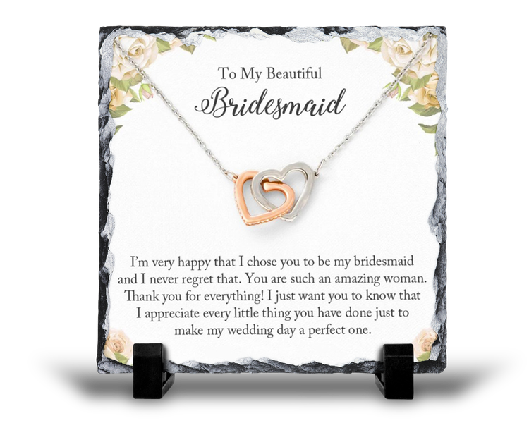 To My Beautiful Bridesmaid Thank You Bride Wedding Gift Rock Slate