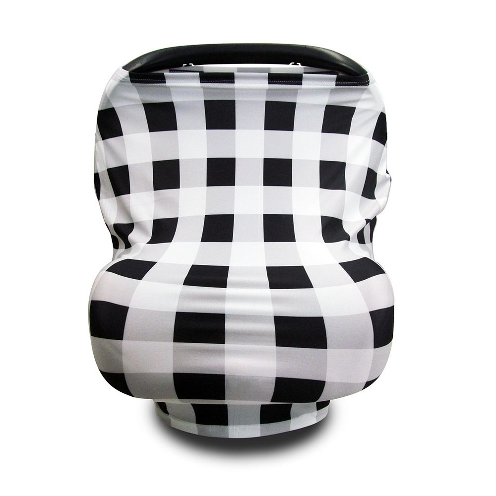 Baby Car Seat and Nursing Cover (Black and White Squares)